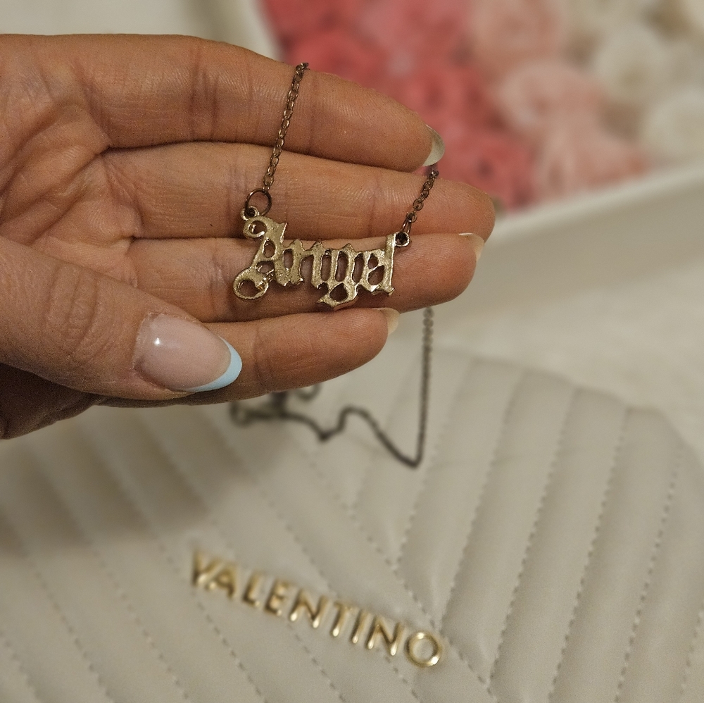 Angel gold colored chain necklace